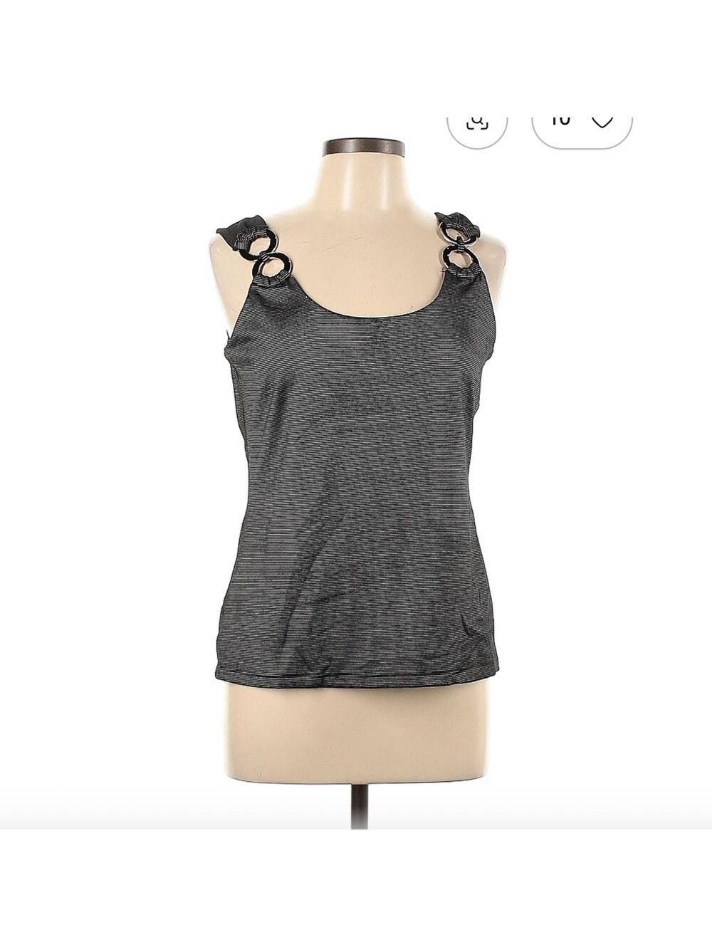 White House Black Market Charcoal Gray Ring-Shoulder Tank Top